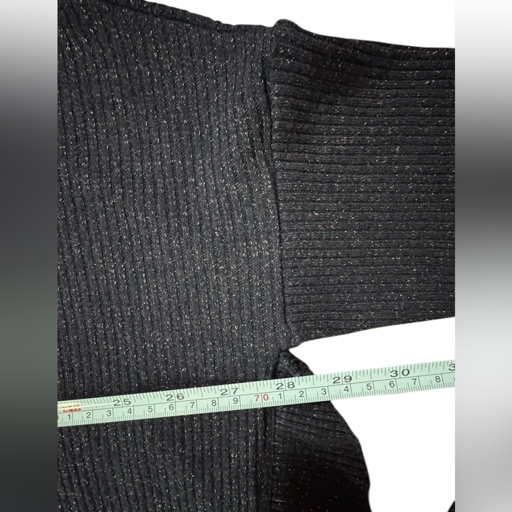 Anthropologie Postmark Orley navy metallic oversized cowl neck sweater Size L​ - Picture 8 of 9